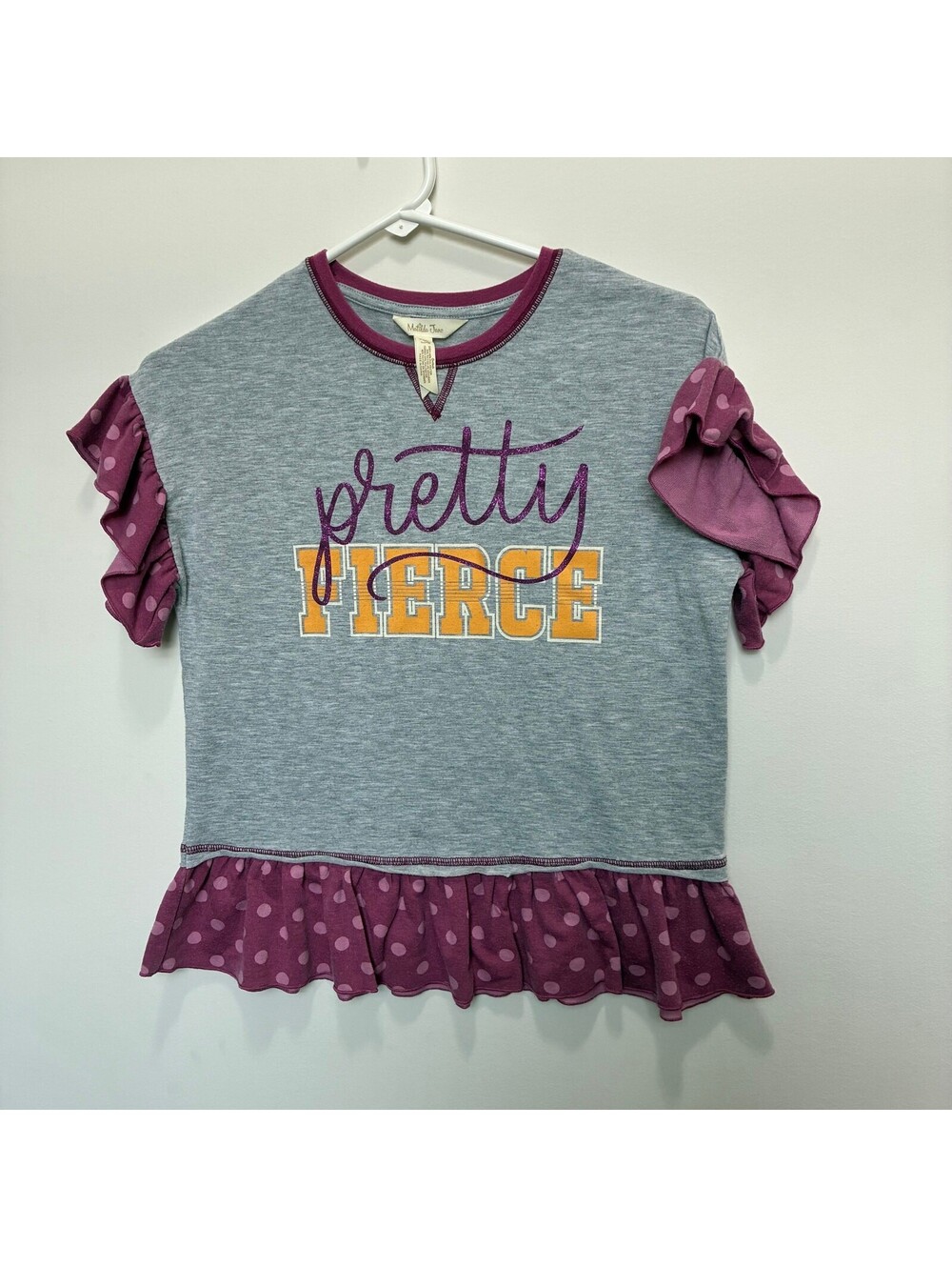 Matilda Jane Pretty Fierce Shirt Size 8 Ruffle Hem Graphic Tee